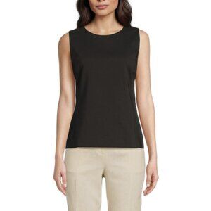 Halston Women's Sleeveless Cotton-Blend Top, Black, NWT